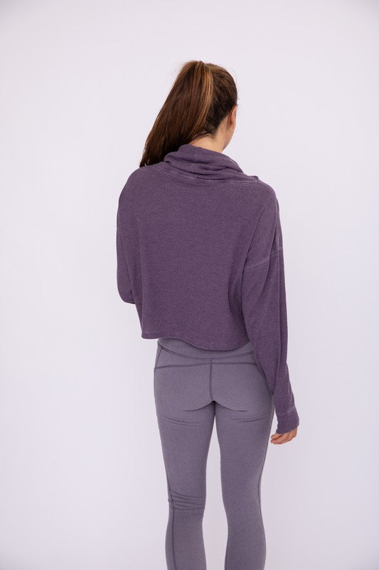 Mineral-Washed Cowl-Neck Pullover