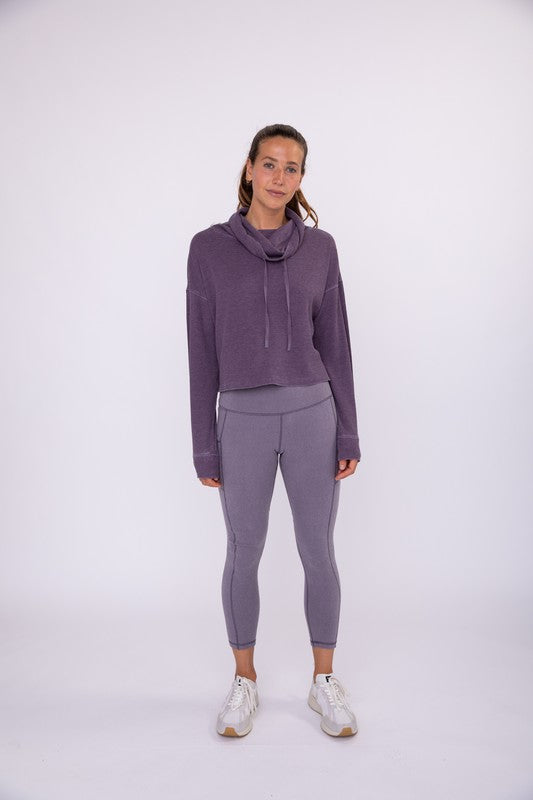 Mineral-Washed Cowl-Neck Pullover