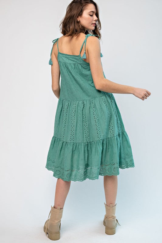 Eyelet Lace Tiered Cami Dress