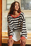 Stripe Print Sweatshirt Top