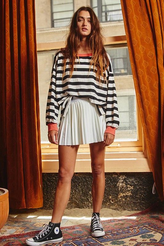 Stripe Print Sweatshirt Top