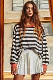 Stripe Print Sweatshirt Top