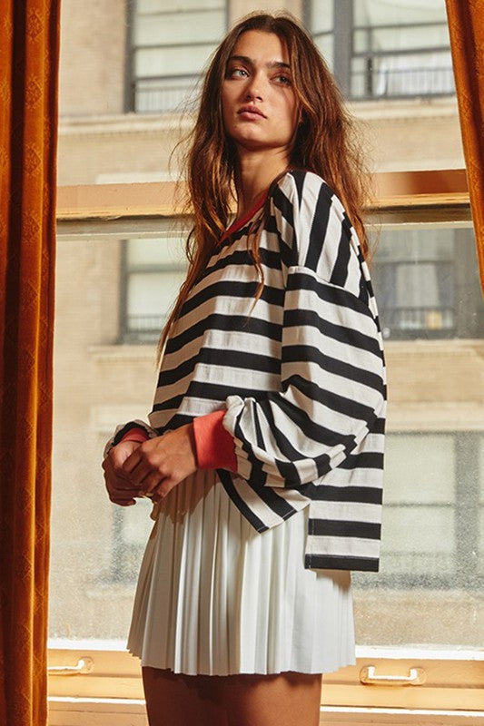 Stripe Print Sweatshirt Top