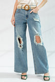 Distressed Wide Denim Pants