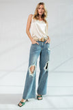 Distressed Wide Denim Pants