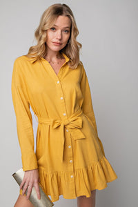 Linen Button Down Shirt Dress