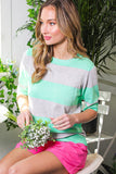 Short Sleeve Stripe Sweater