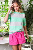 Short Sleeve Stripe Sweater