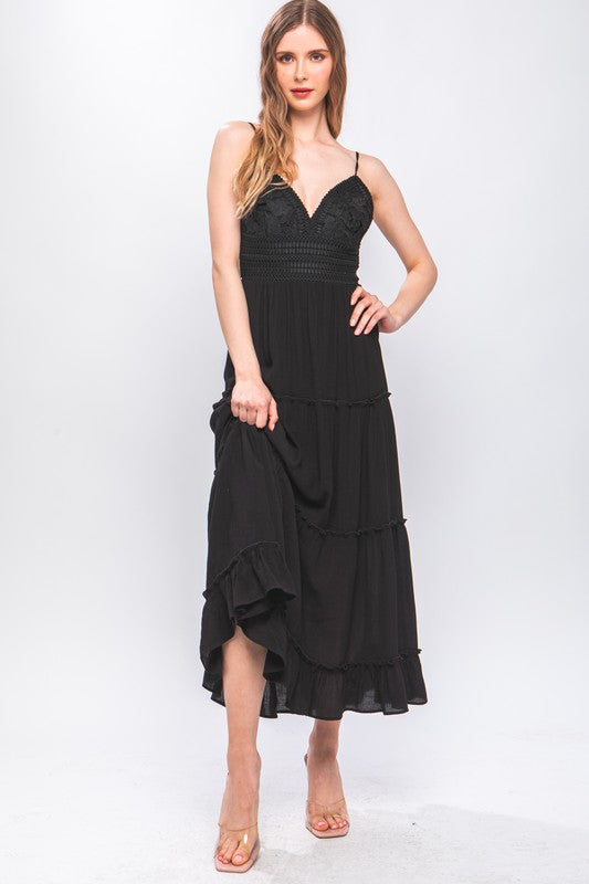 Crochet Layered Panels Long Dress