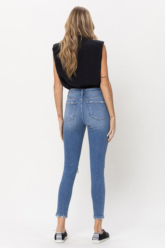 Distressed High Rise Skinny Jeans