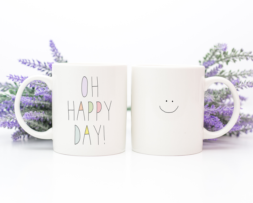 Oh Happy Day Mug - Ceramic Coffee Mug Cup