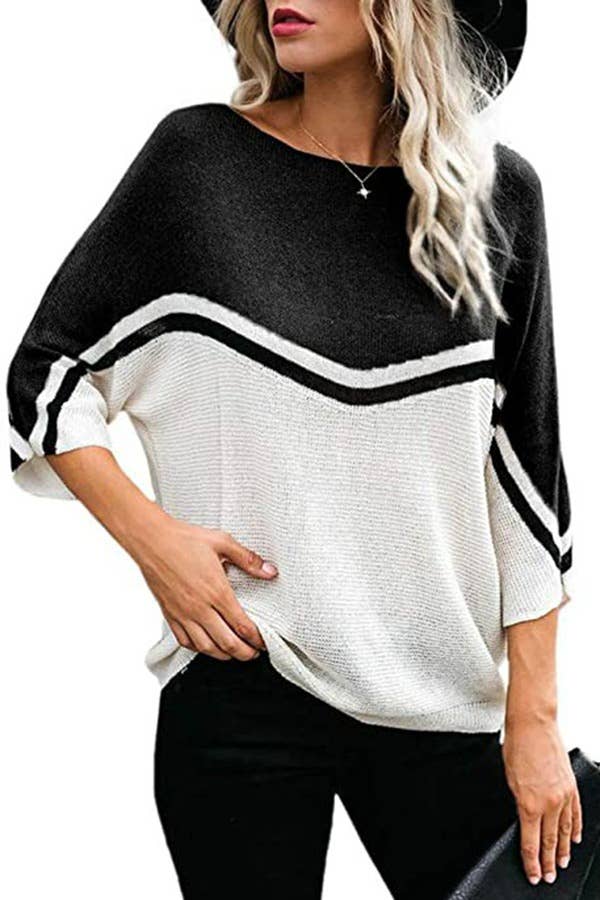 Color Splicing Knitted Top
