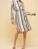 Stripe Long Sleeve Woven Shirt Dress