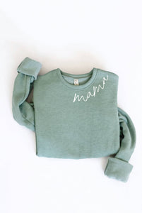 MAMA Collar Print Graphic Sweatshirt