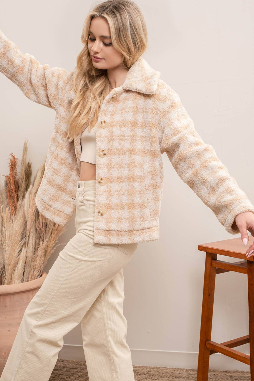 Houndstooth Button Up Jacket