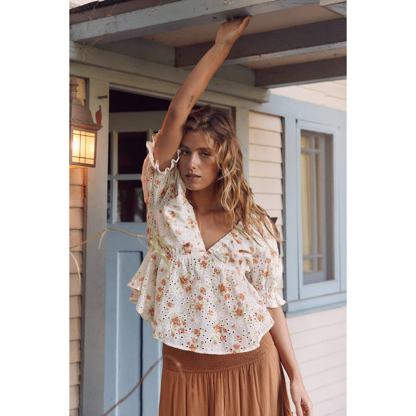 Floral Eyelet Blouse