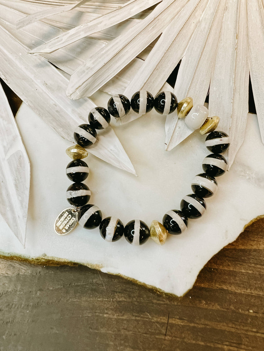 Jacmel Bracelet - White Stripe Agate CB-64