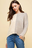Split Colorblock Sweater - Beige Multi