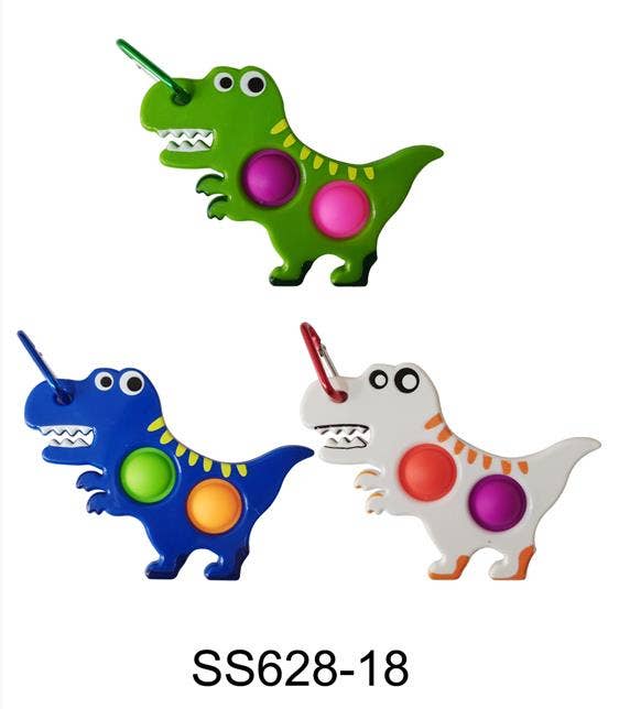 Dinosaur Push Pop Bubble Fidget Toy Key Chain
