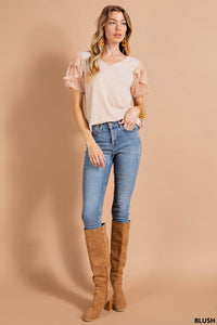 Swiss Dot Ruffle Top