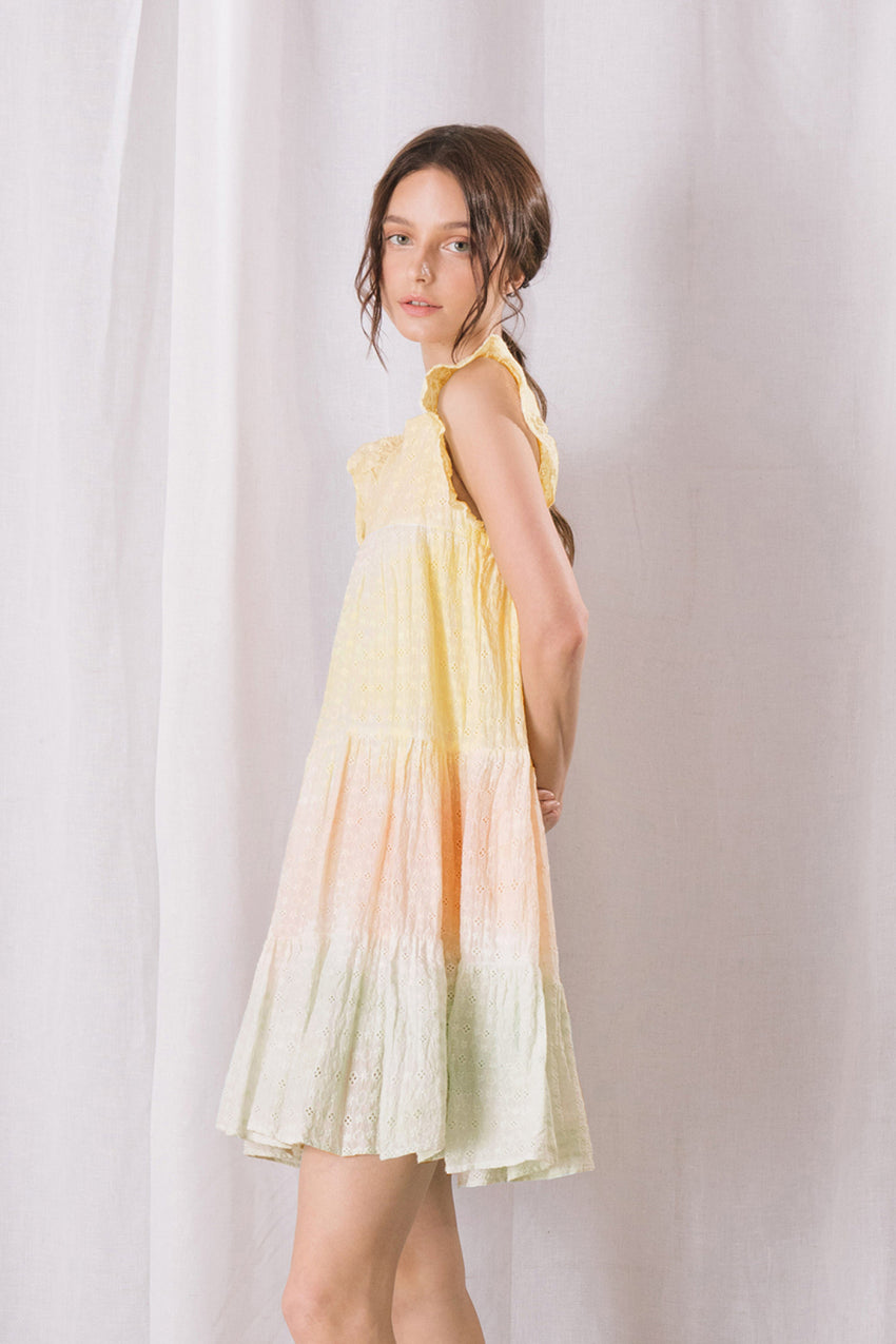 Tie Dye Eyelet Mini Dress