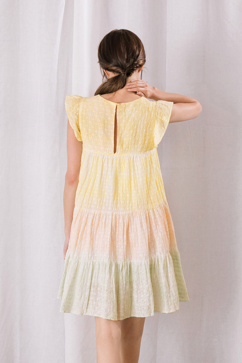 Tie Dye Eyelet Mini Dress