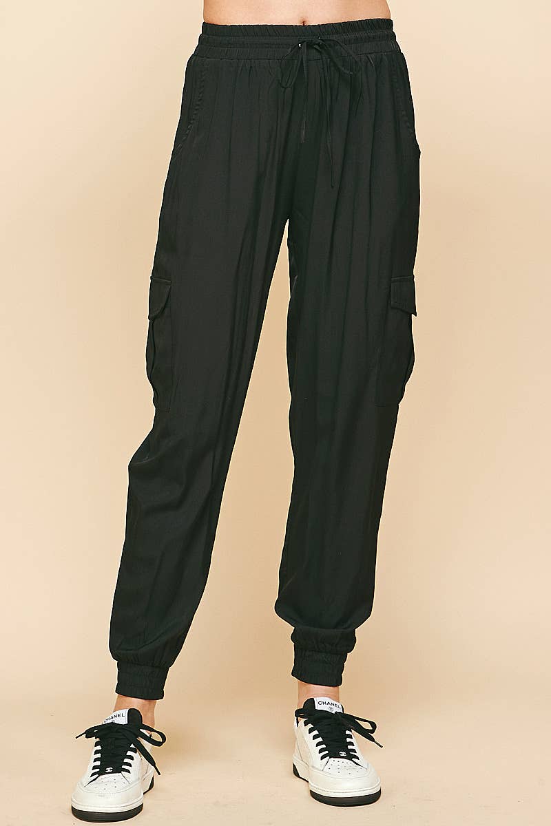 Woven Cargo Pants Black