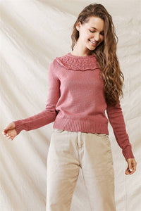 Mauve Knit Collared Sweater