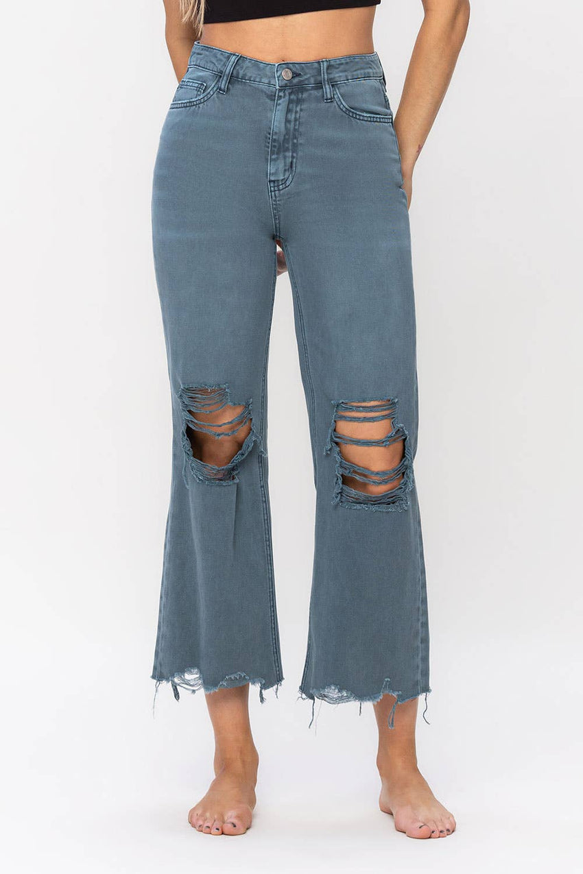 90s Vintage Crop Flare Jeans - Balsam
