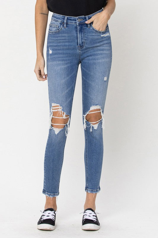Distressed High Rise Skinny Jeans