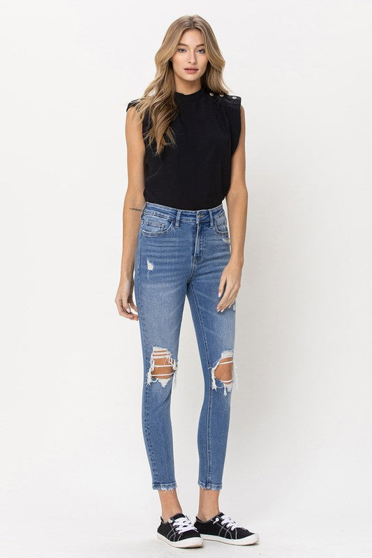 Distressed High Rise Skinny Jeans