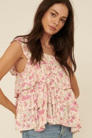Floral Print Tank Blouse