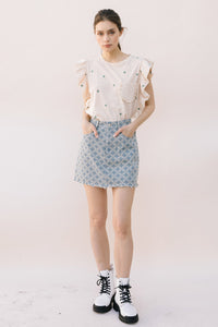 Star Print Ruffle Tee