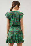 Ruya Floral Split Neck Toledo Tiered Mini Dress